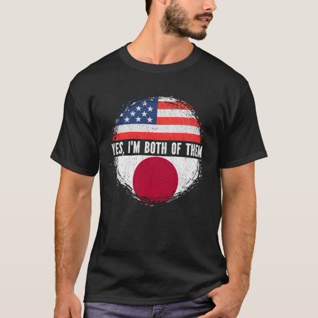 Halbe Amerikaner Halbe japanische Fahne USA Japan T-Shirt (Vorderseite)