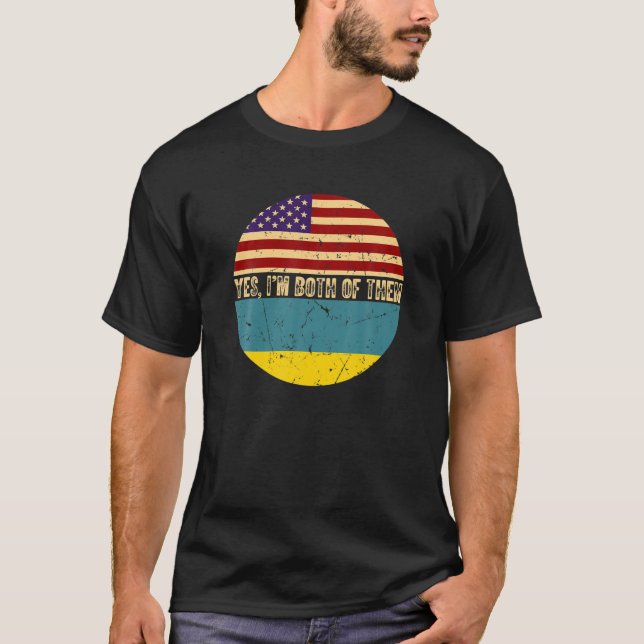 Halbe Amerikaner Halbe ukrainische Flagge USA Flag T-Shirt (Vorderseite)