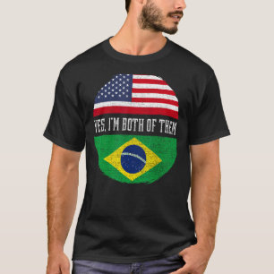 Halbe Amerikaner Half brasilianische Flagge USA Br T-Shirt