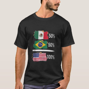 Halbe Amerikaner Half brasilianische USA Flagge Br T-Shirt
