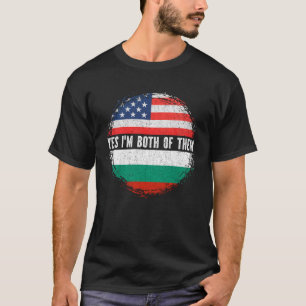 Halbe Amerikaner Half Bulgarische Flagge USA Flagg T-Shirt