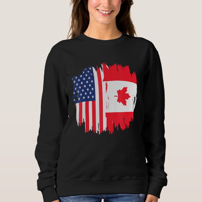 Halbe Amerikaner Half Kanadier Roots America Kanad Sweatshirt (Vorderseite)