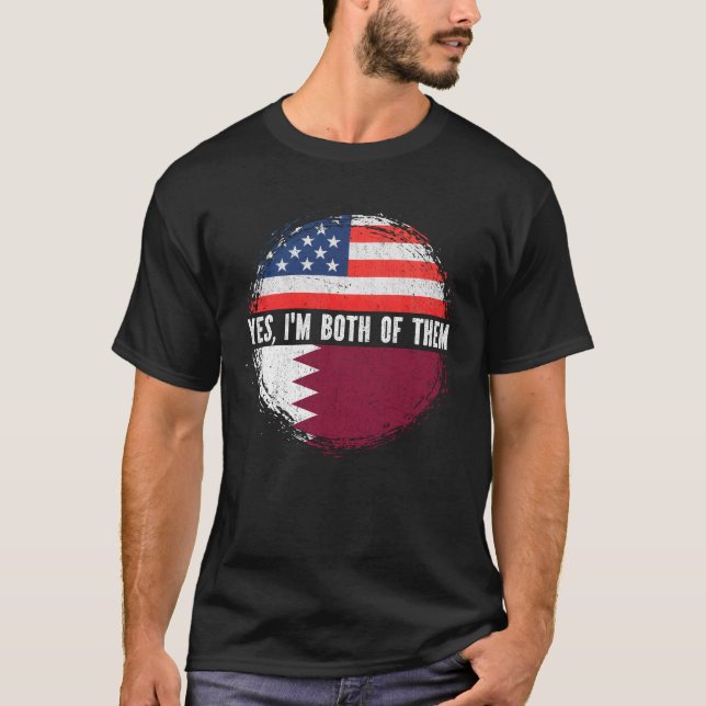 Halbe Amerikaner Half Katar USA Flagge Katar Erbe T-Shirt (Vorderseite)