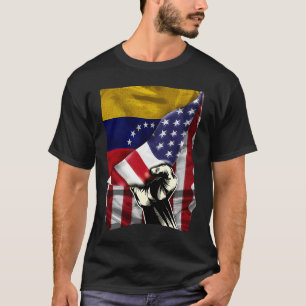 Halbe Amerikaner Half Venezuelan ROOTS USA Flag Ve T-Shirt