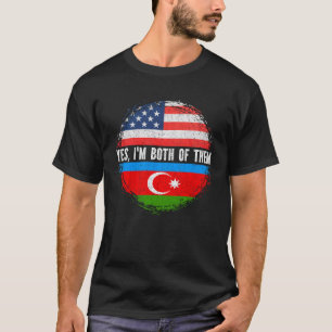 Halbe Amerikanerin Halbe Aserbaidschan USA Flagge T-Shirt