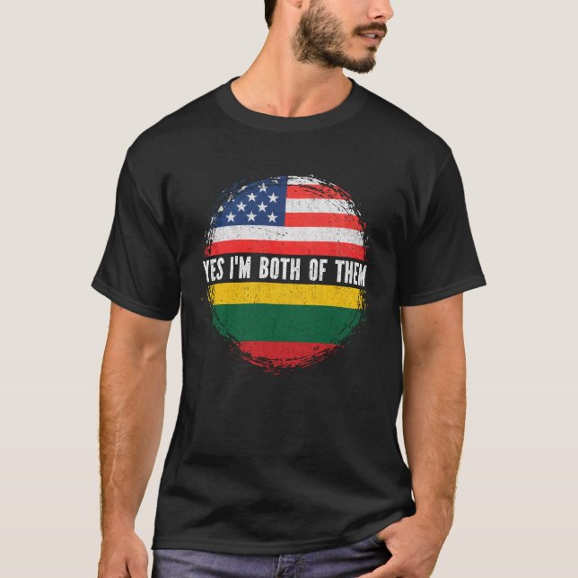 Halbe Amerikanerin Halbe litauische Flagge Litauen T-Shirt (Vorderseite)
