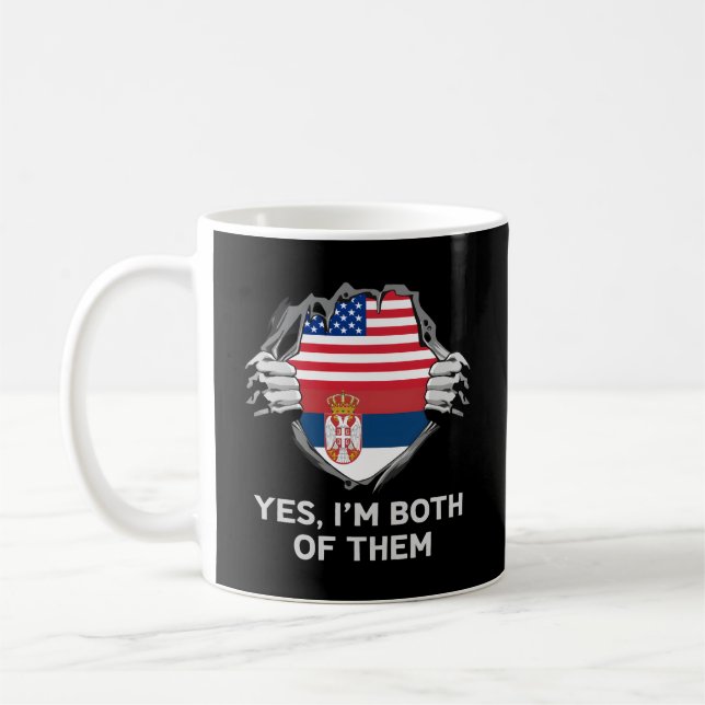 Halbe Amerikanerin Halbe serbische Flagge USA Serb Kaffeetasse (Links)