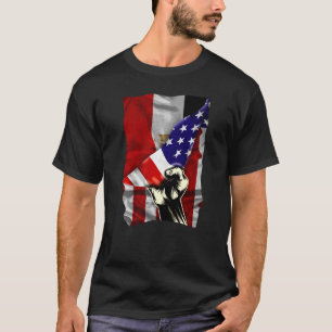 Halbe amerikanische Flagge Ägyptische ROOTS USA Fl T-Shirt