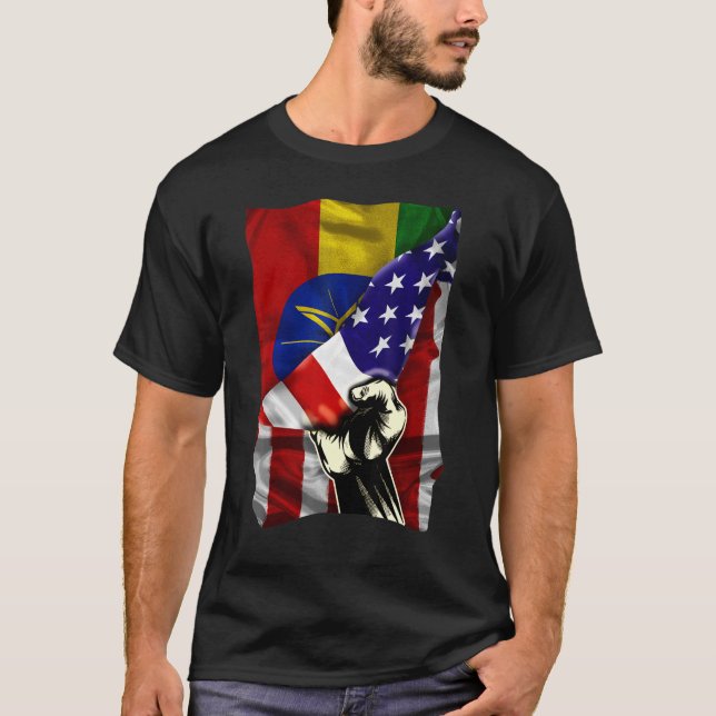 Halbe amerikanische Flagge äthiopische ROOTS USA F T-Shirt (Vorderseite)