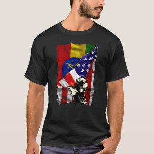 Halbe amerikanische Flagge äthiopische ROOTS USA F T-Shirt
