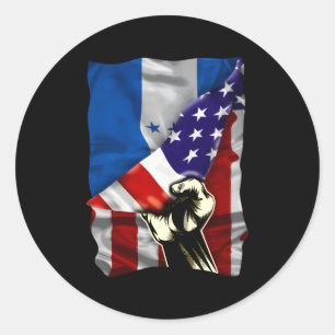 Halbe amerikanische Flagge Honduran Roots Usa Flag Runder Aufkleber