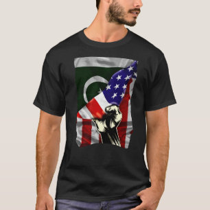 Halbe amerikanische Flagge Pakistani ROOTS USA Fla T-Shirt