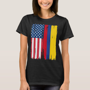 Halbe amerikanische Flagge Roots USA Kolumbien T-Shirt