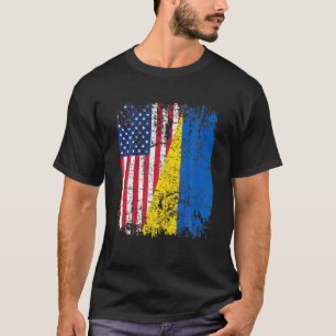 Halbe amerikanische Flagge Ukraine Ukrainische Lov T-Shirt