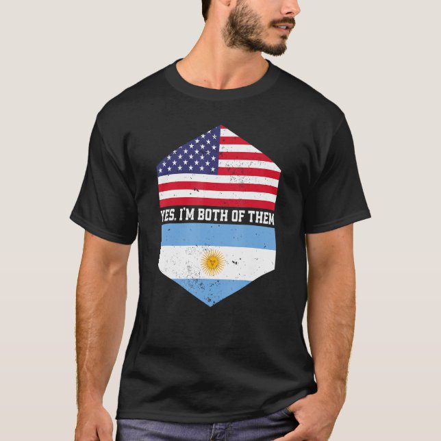 Halbe amerikanische Halbe argentinische Fahne Arge T-Shirt (Vorderseite)