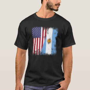 Halbe argentinische Flagge Vintage Argentinien USA T-Shirt