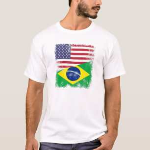 Halbe brasilianische Flagge   Vintag Brasilien USA T-Shirt