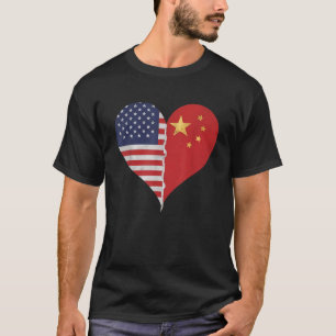 Halbe chinesische Half-Amerika-Flagge China Amerik T-Shirt