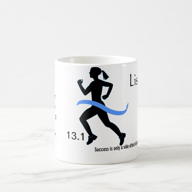 Halbe das Marathon-Tasse der Frauen mit blauem Kaffeetasse (Mittel)