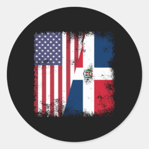 Halbe dominikanische Flagge USA Runder Aufkleber