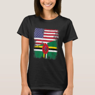 Halbe dominikanische Flagge Vintage Dominica USA T-Shirt