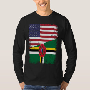 Halbe dominikanische Flagge Vintage Dominica USA T-Shirt