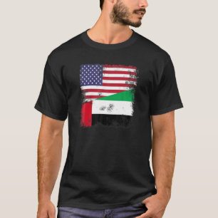 Halbe Emirian-Flagge Vintage-UAE-USA-Geschenk T-Shirt