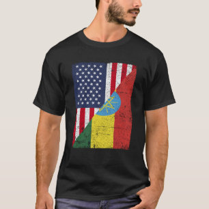 Halbe Flagge der USA Halbfinale Ethopia Flag Ameri T-Shirt
