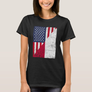 Halbe Flagge USA Halbindonesische Flagge Amerikani T-Shirt