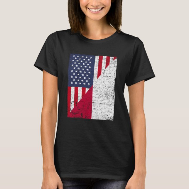 Halbe Flagge USA Halbindonesische Flagge Amerikani T-Shirt (Vorderseite)