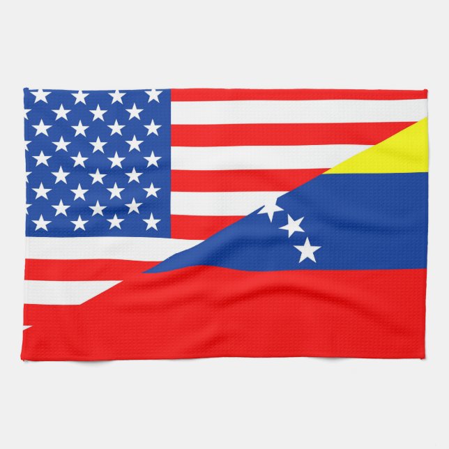 halbe Flagge USA Vereinigter Staaten Amerika Geschirrtuch (Horizontal)