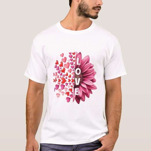 Halbe Herzen blühen halb Liebe T-Shirt (Vorderseite)