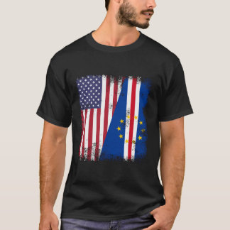 Halbe Kapverdische Flagge Vintage Kap Verde USA-Ge T-Shirt