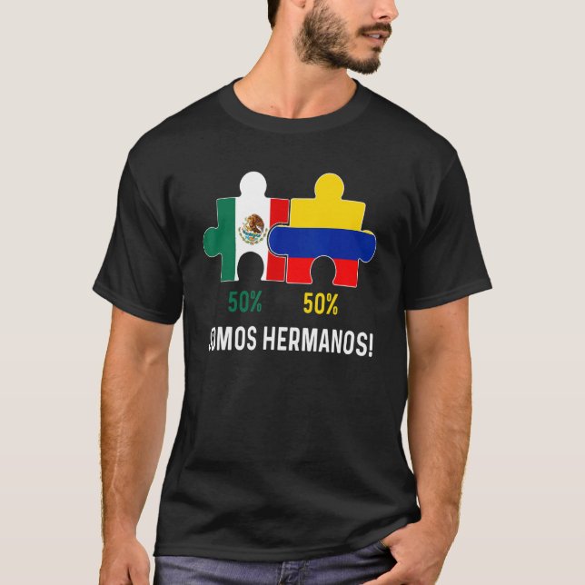 Halbe kolumbianische halb mexikanische Flag Map DN T-Shirt (Vorderseite)