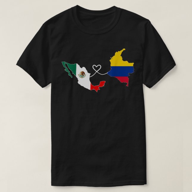 Halbe kolumbianische halb mexikanische Flag Map DN T-Shirt (Design vorne)