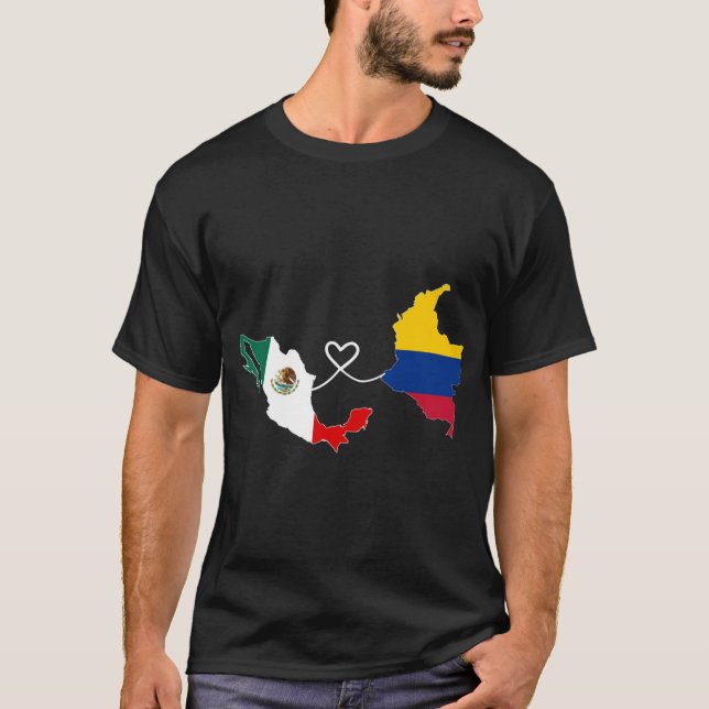 Halbe kolumbianische halb mexikanische Flag Map DN T-Shirt (Vorderseite)
