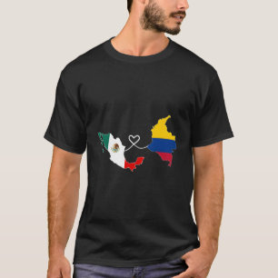 Halbe kolumbianische halb mexikanische Flaggenkart T-Shirt