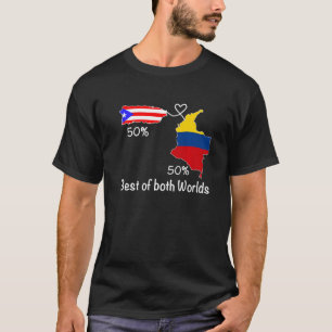 Halbe kolumbianische Half Puerto Rico Flag Karte B T-Shirt