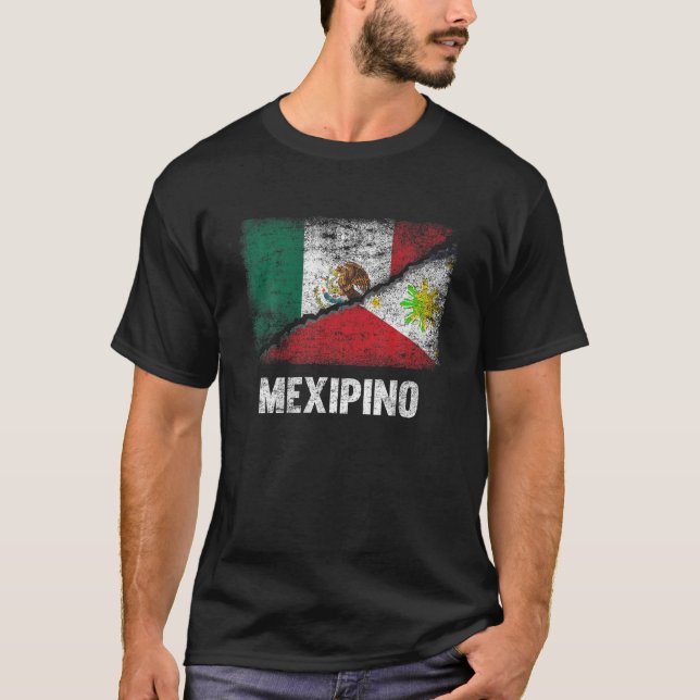 Halbe mexikanische Halb-philippinische Flagge Mexi T-Shirt (Vorderseite)
