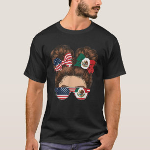 Halbe mexikanische Halbamerikanische Flagge Mexiko T-Shirt