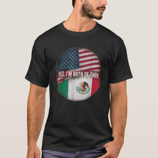 Halbe mexikanische Halbamerikanische Flagge Mexiko T-Shirt
