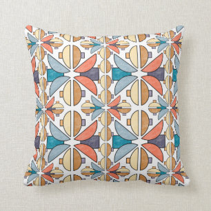 Halbe Monde auf Korallen und Aquamarin Kissen