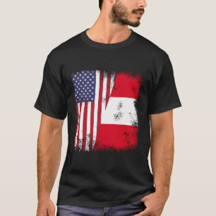 Halbe peruanische Flagge Vintage Peru USA-Geschenk T-Shirt