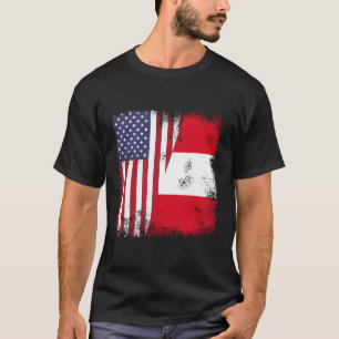 Halbe peruanische Flagge Vintage Peru USA Geschenk T-Shirt