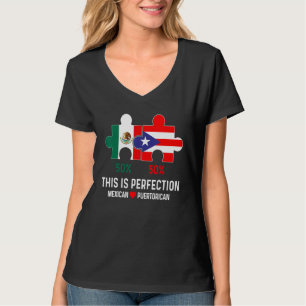 Halbe puerto-ricanische Halbmexikanische Flagge Mi T-Shirt