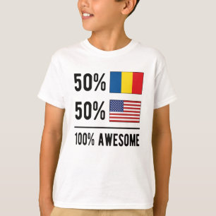 Halbe rumänische Halb-Amerikanische Flagge Rumän T-Shirt