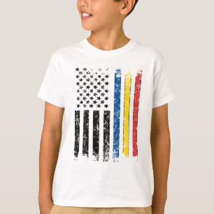 Halbe rumänische Halb-Amerikanische Flagge Rumänie T-Shirt