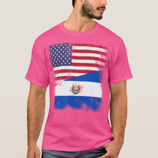 Halbe Salvadoranische Flagge El Salvador Usa T-Shirt