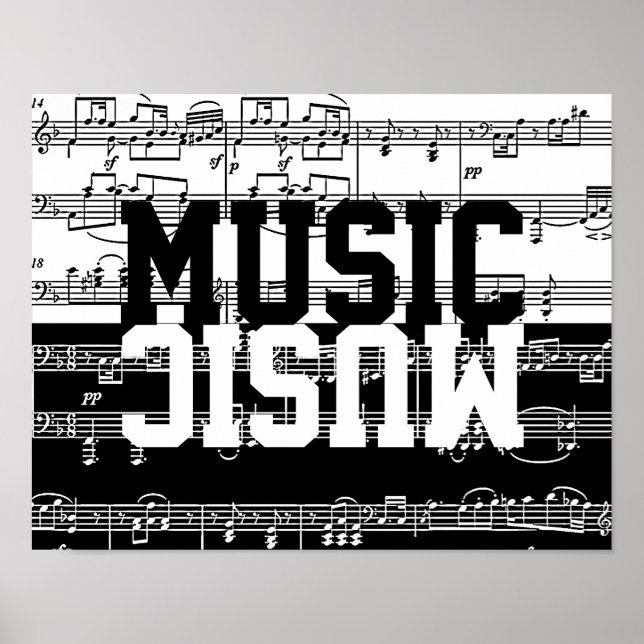 halbe Schwarz-Weiß-Musik Poster (Vorne)