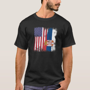 Halbe serbische Flagge Vintage Serbien USA Gesch T-Shirt